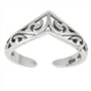 Silver Toe Ring - V Shaped Filigree